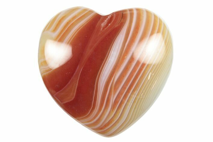 1.6" Polished Banded Carnelian Agate Hearts - Photo 1